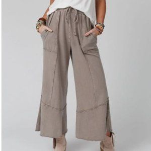 Three Bird Nest Boho Feeling Good Wide Leg Pant Taupe Large